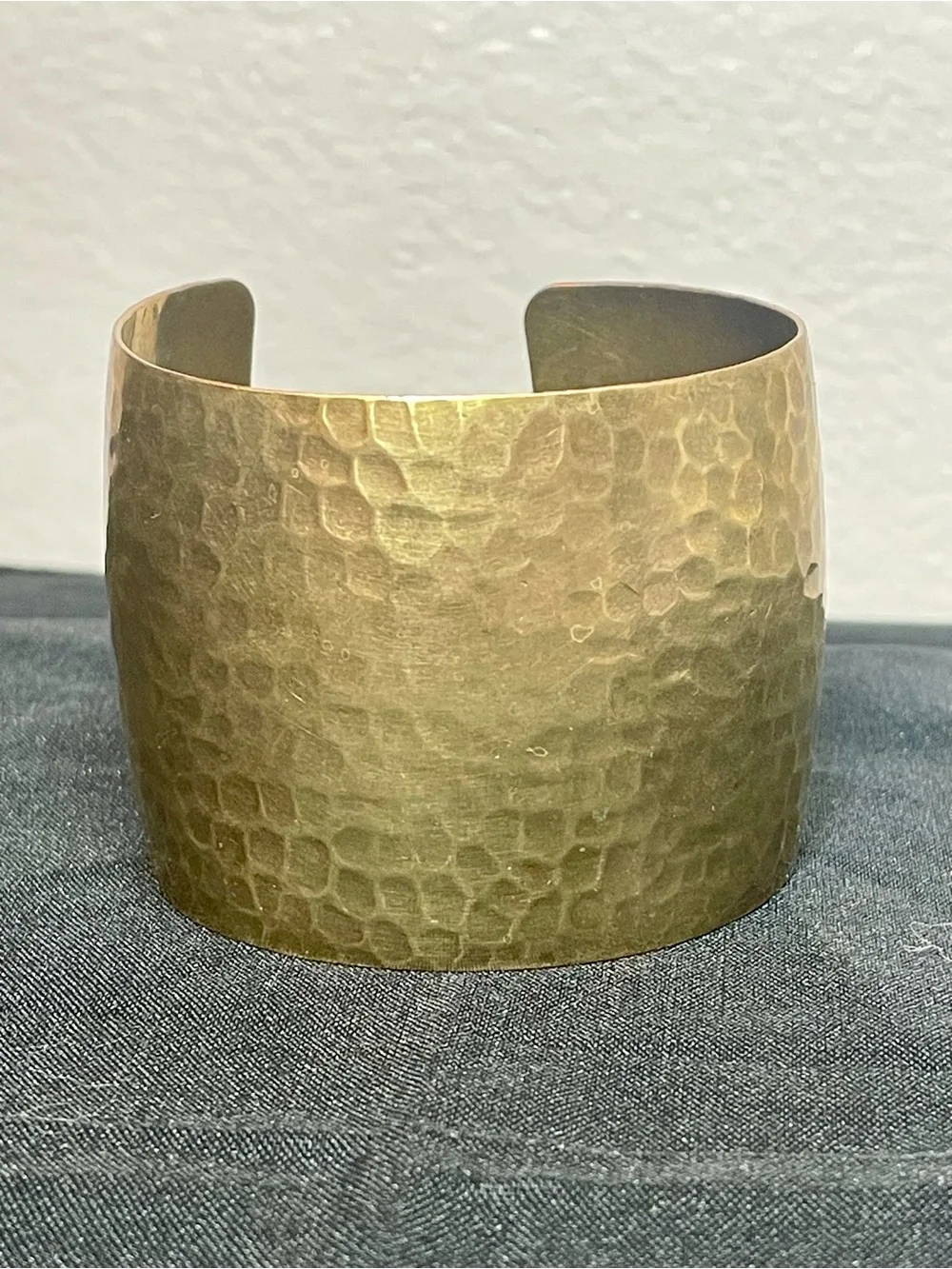 Hammered Brass Cuff Bracelet - Gold Tone